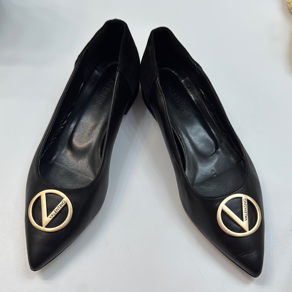 Valentino Black Flats Sleek Loafers